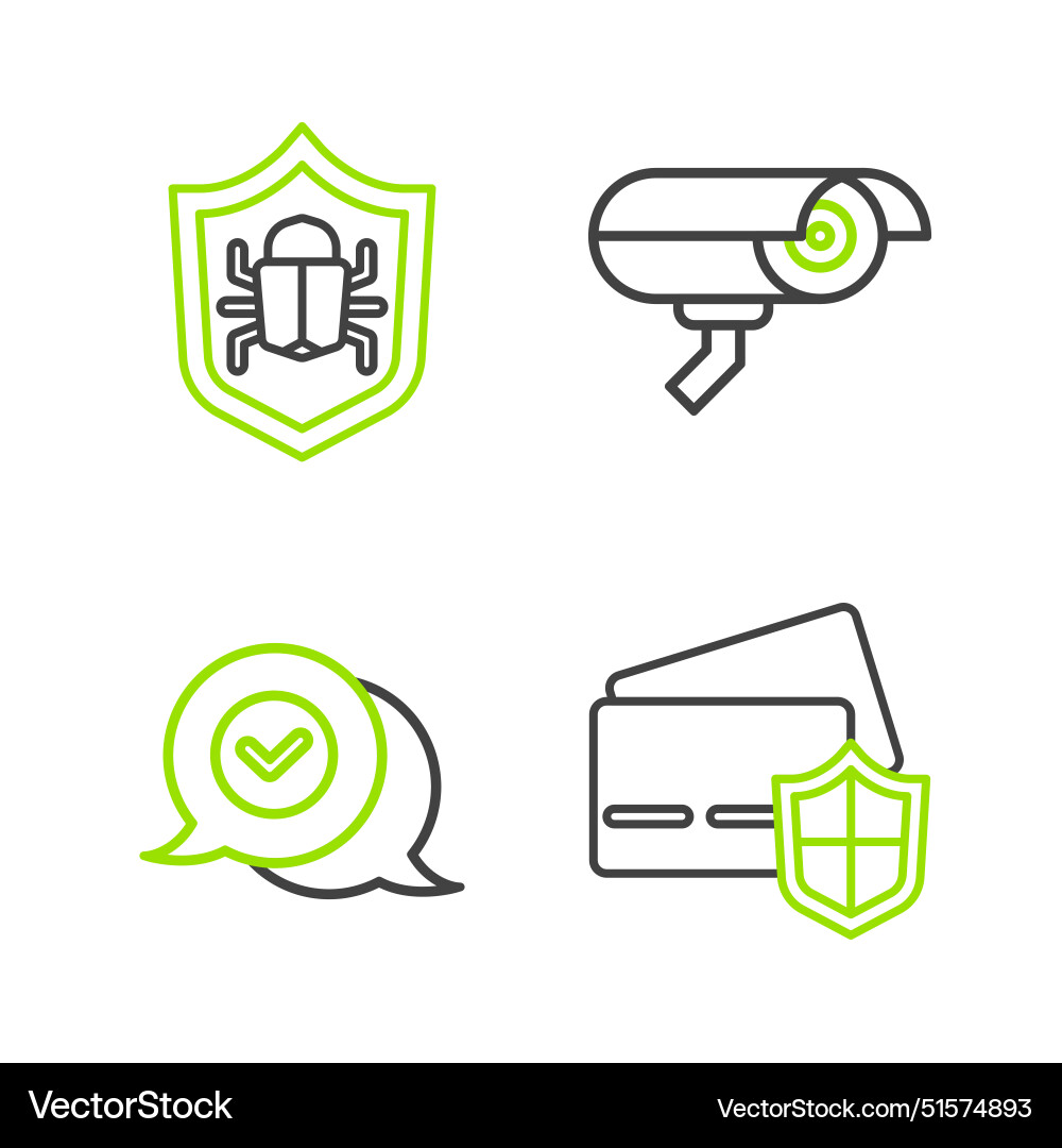 Set line credit card with shield check mark Set line credit card with shield check mark Vector Image