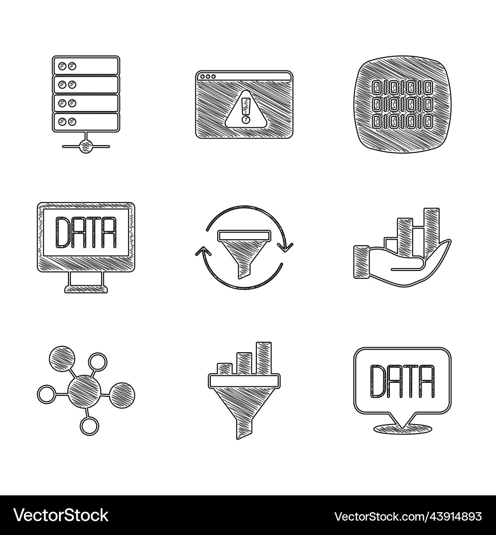 Set sales funnel with chart data analysis pie Set sales funnel with chart data analysis pie vector image