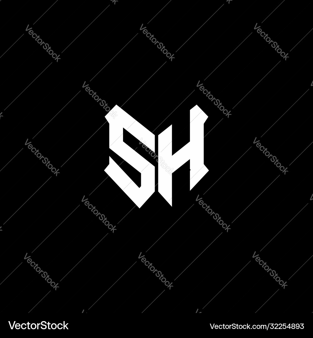 Sh logo monogram with shield shape design template vector image