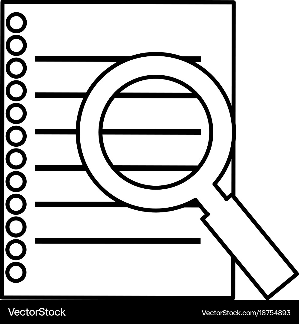 Sheet of notebook with magnifying glass Vector Image