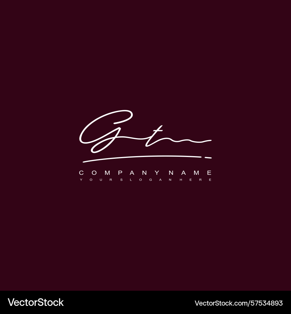 Signature style gt initial logos initials logo Vector Image