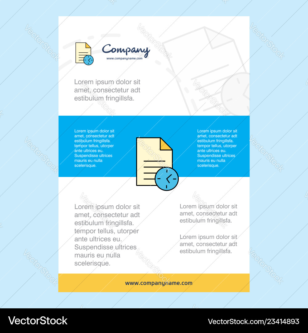 Template layout for task on time company profile Template layout for task on time company profile Vector Image