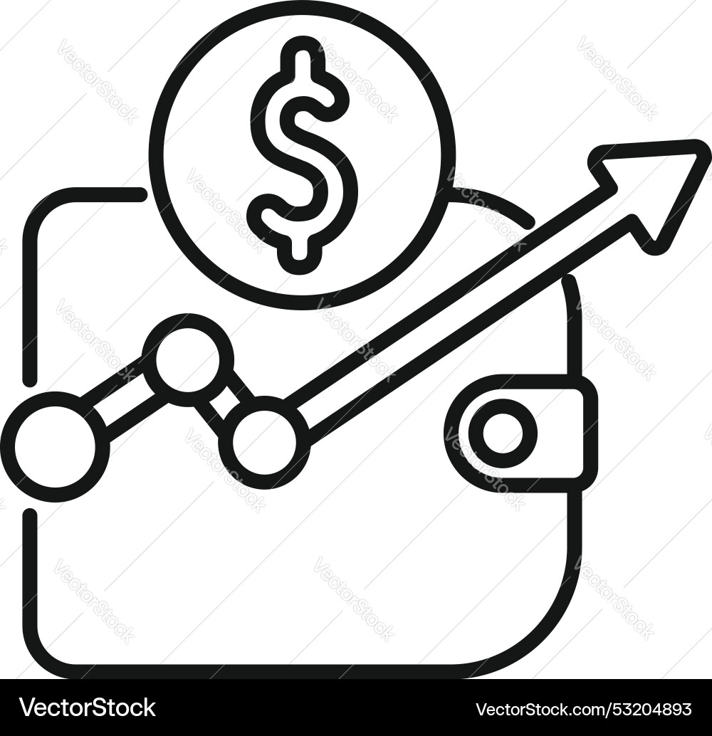 Wallet showing growth with increasing arrow chart Wallet showing growth with increasing arrow chart vector image