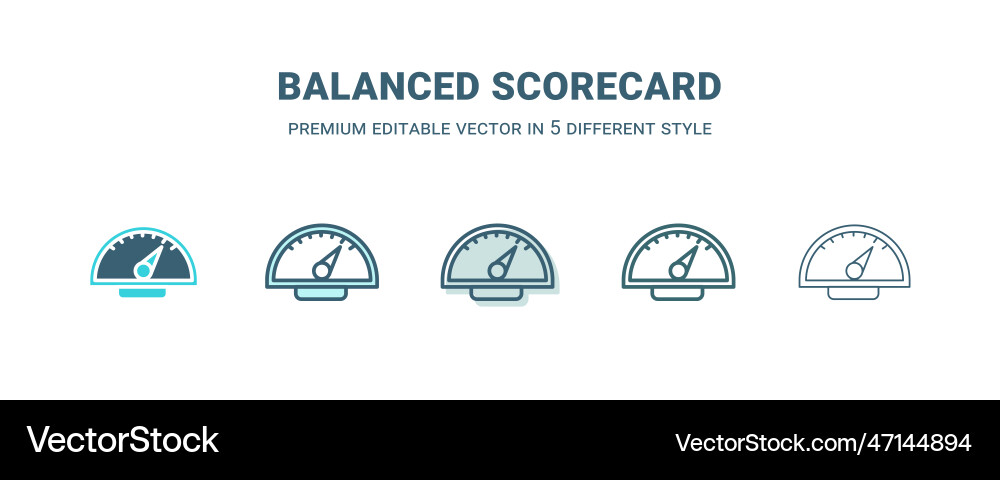 Balanced scorecard icon in 5 different style Balanced scorecard icon in 5 different style vector image