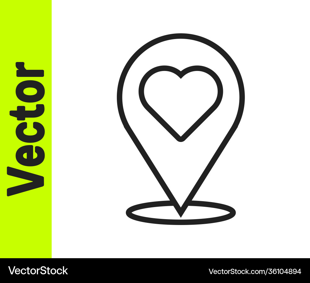 Black line map pointer with heart icon isolated Black line map pointer with heart icon isolated vector image