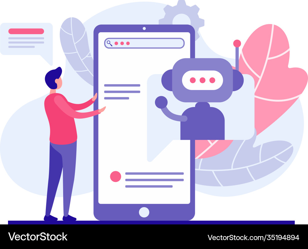 Buyer selects product using web bot application Buyer selects product using web bot application vector image