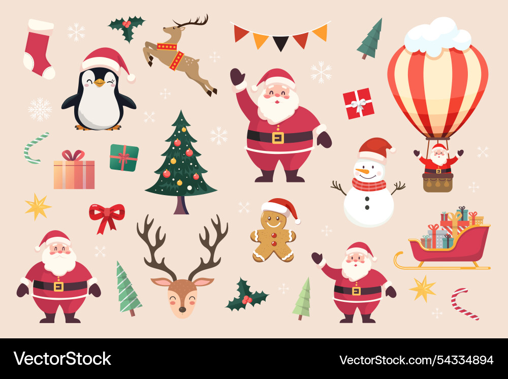 Christmas & New Year Festive Elements Vector Image