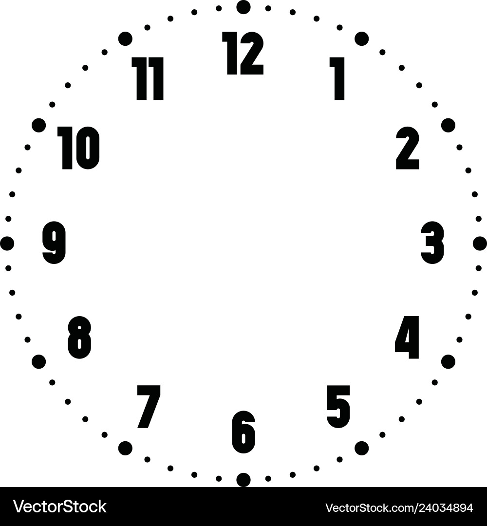 Clock face hour dial with numbers dots mark Clock face hour dial with numbers dots mark vector image
