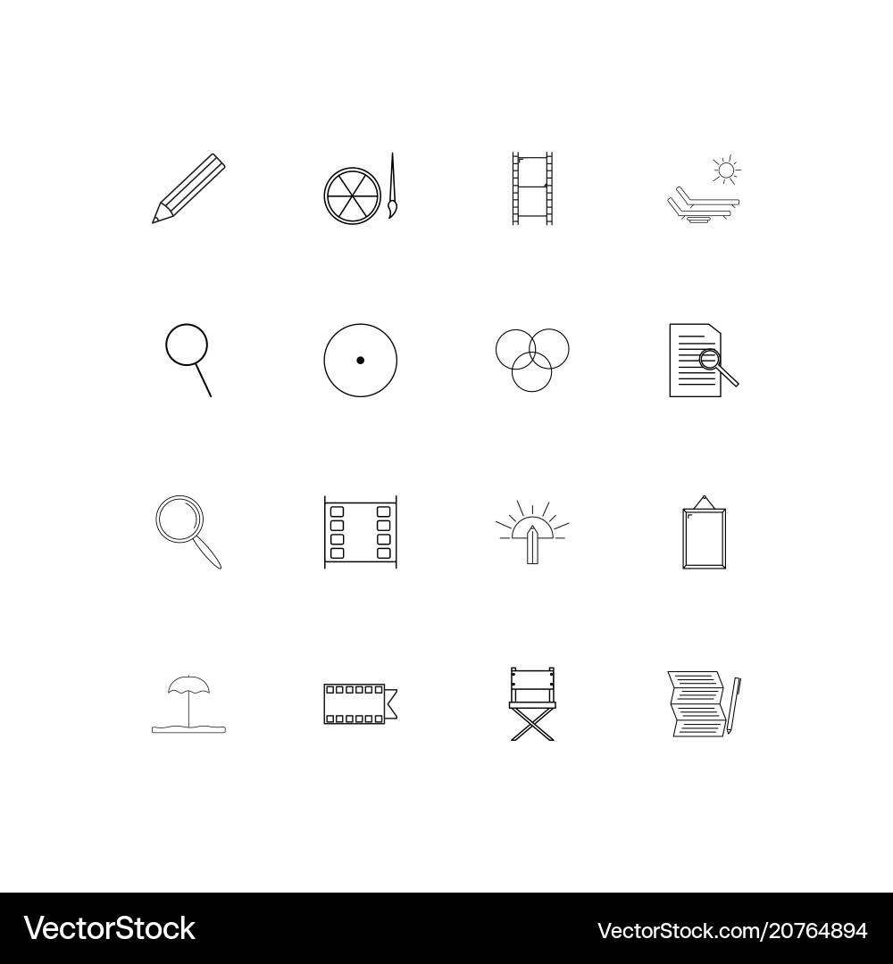 Creative process and design linear thin icons set vector image