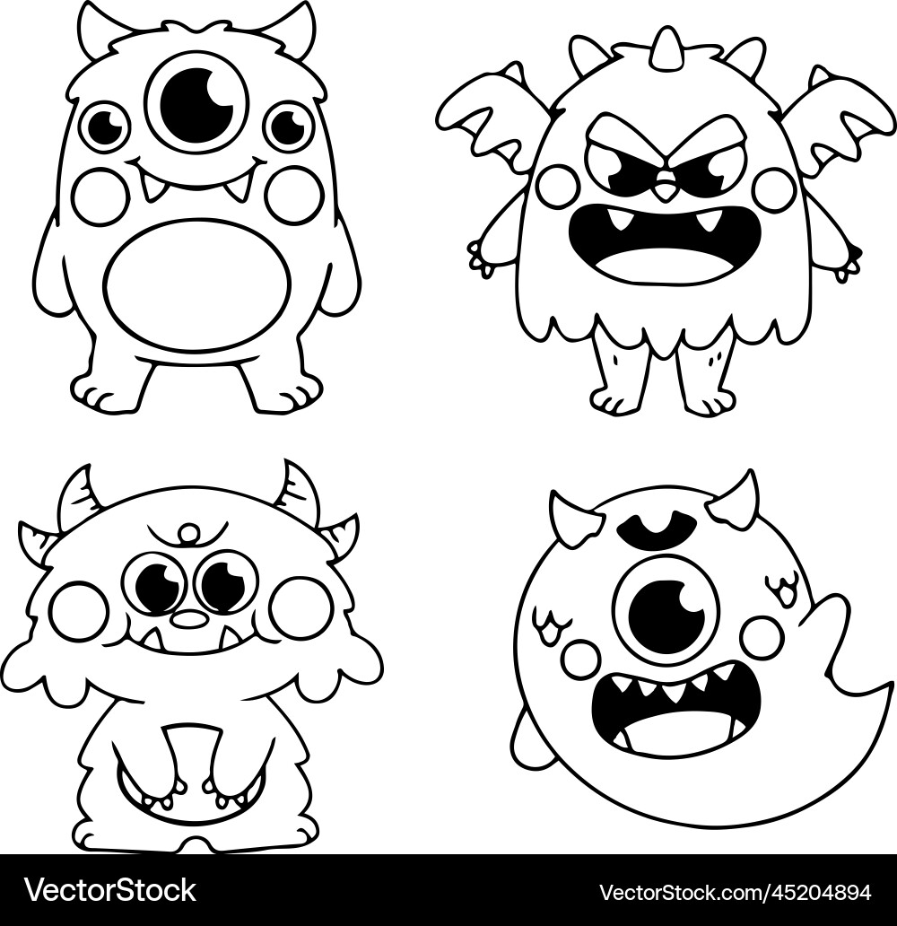 Cute Little Monster Doodle Vector Image