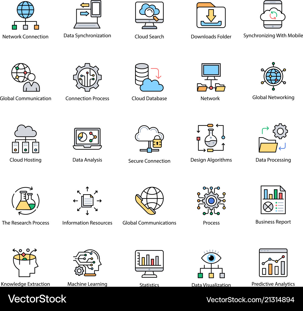 Data Science Icon Set - Insights & Analysis vector image