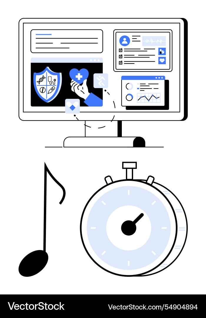 Digital health dashboard with timer and musical Digital health dashboard with timer and musical vector image