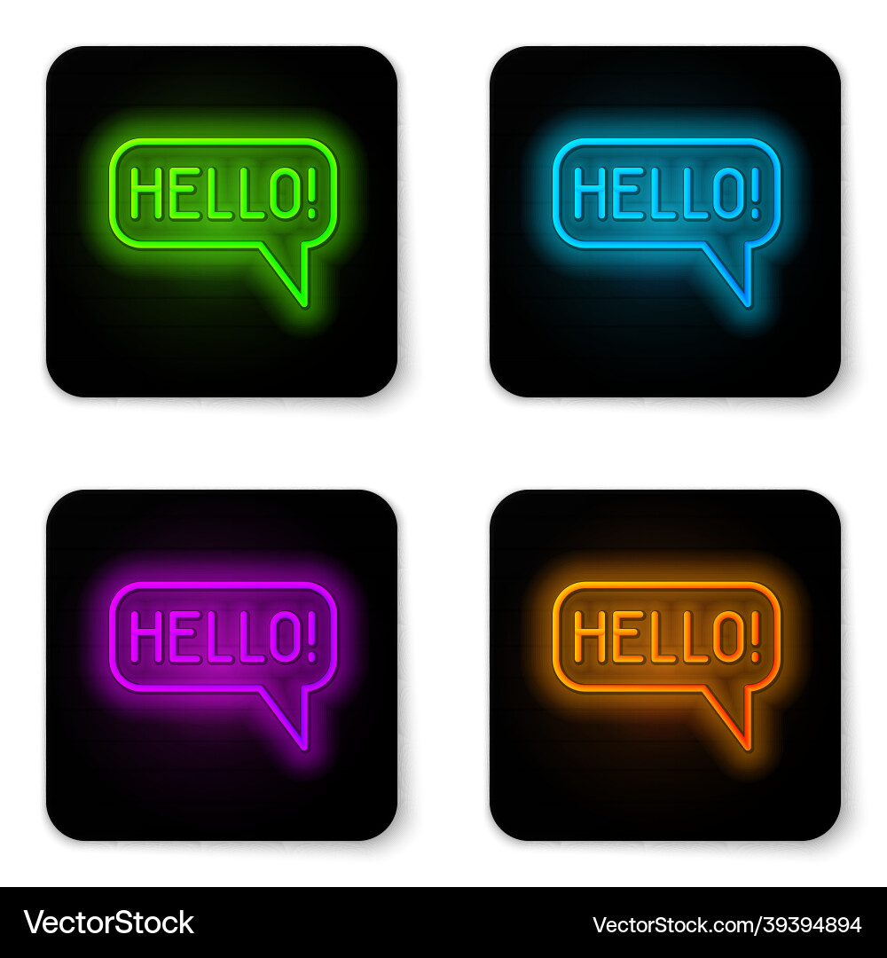 Glowing neon line hello in different languages Glowing neon line hello in different languages Vector Image