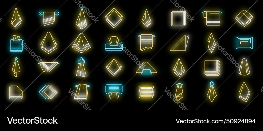 Handkerchief icons set neon Handkerchief icons set neon vector image