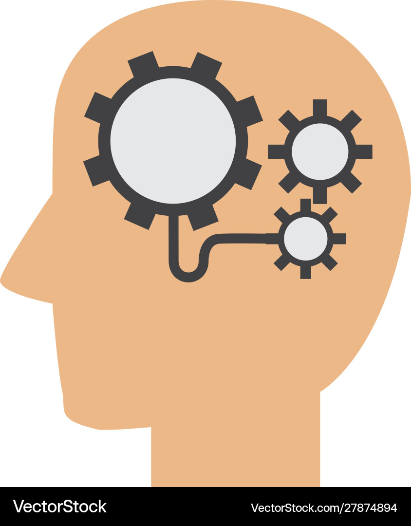 Head brain gears solution idea icon flat style Vector Image