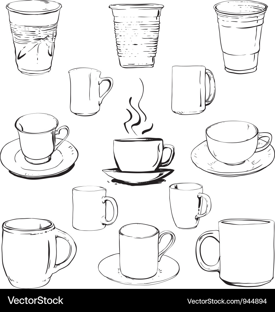 Kaffeetasse Set - Hand Drawn Vektorbild