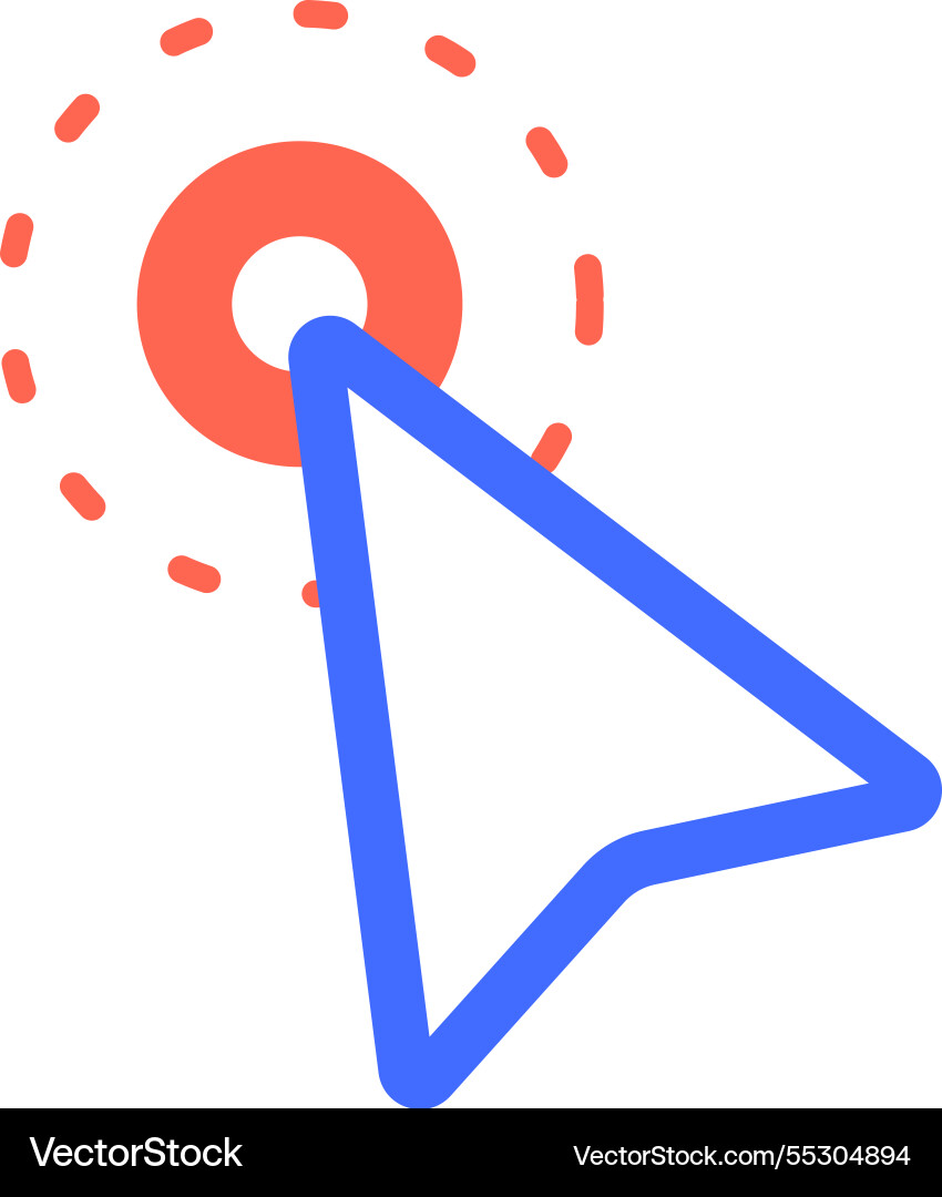 Mouse cursor clicking on a vibrant red button Mouse cursor clicking on a vibrant red button vector image