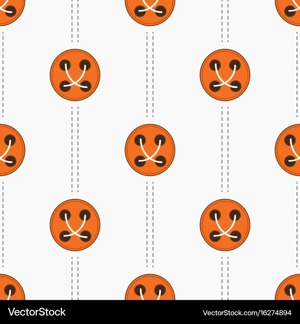 Pattern with orange buttons and stitches vector image