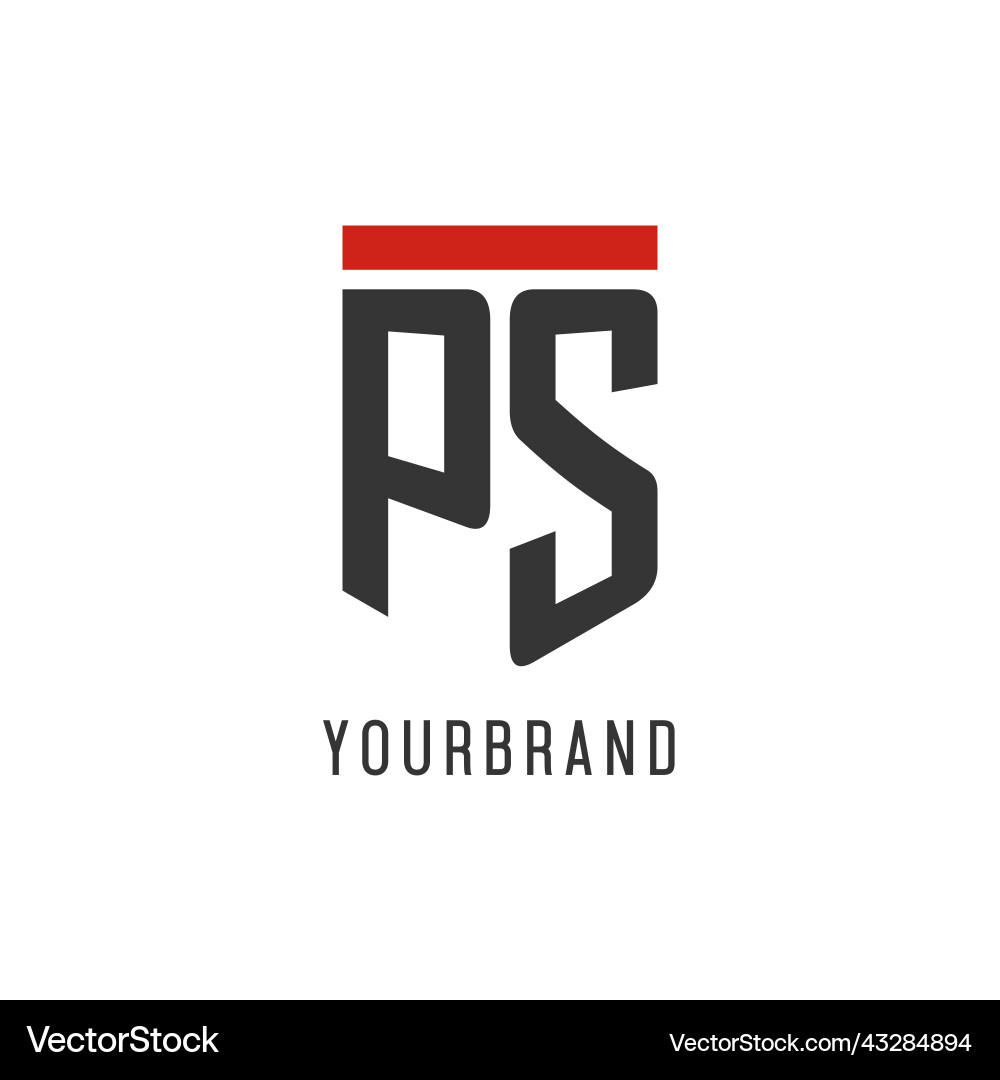 Ps initial esport logo with simple shield design vector image