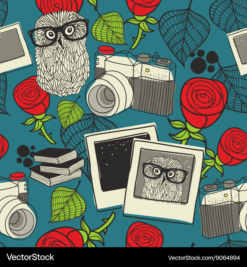 Seamless pattern with smart owl vector image