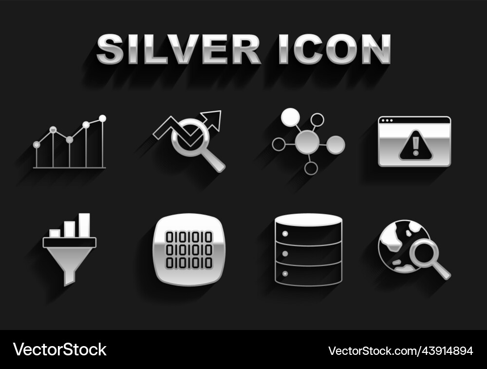 Set binary code browser with exclamation mark Vector Image