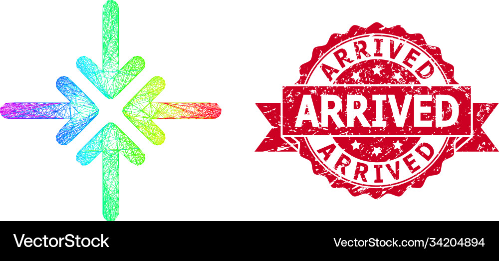 Textured arrived seal and rainbow net collapse Textured arrived seal and rainbow net collapse vector image