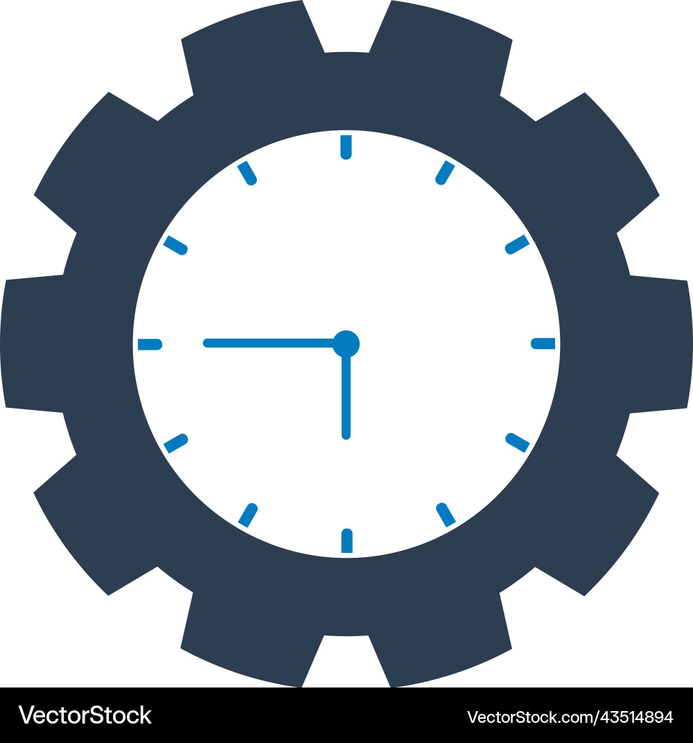 Time icon with clock and gear symbol flat style Vector Image