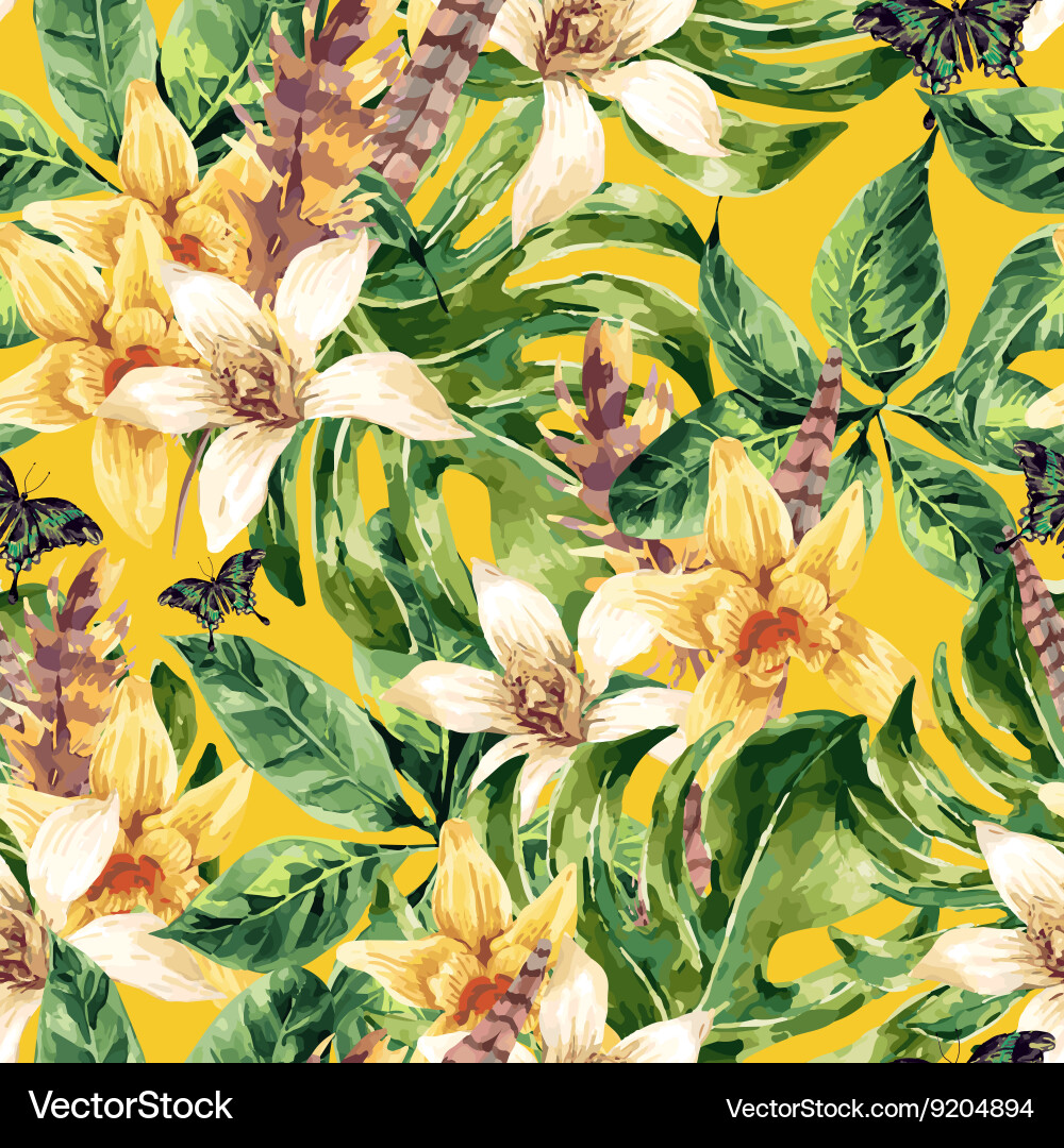Tropical Watercolor Pattern Vector Image