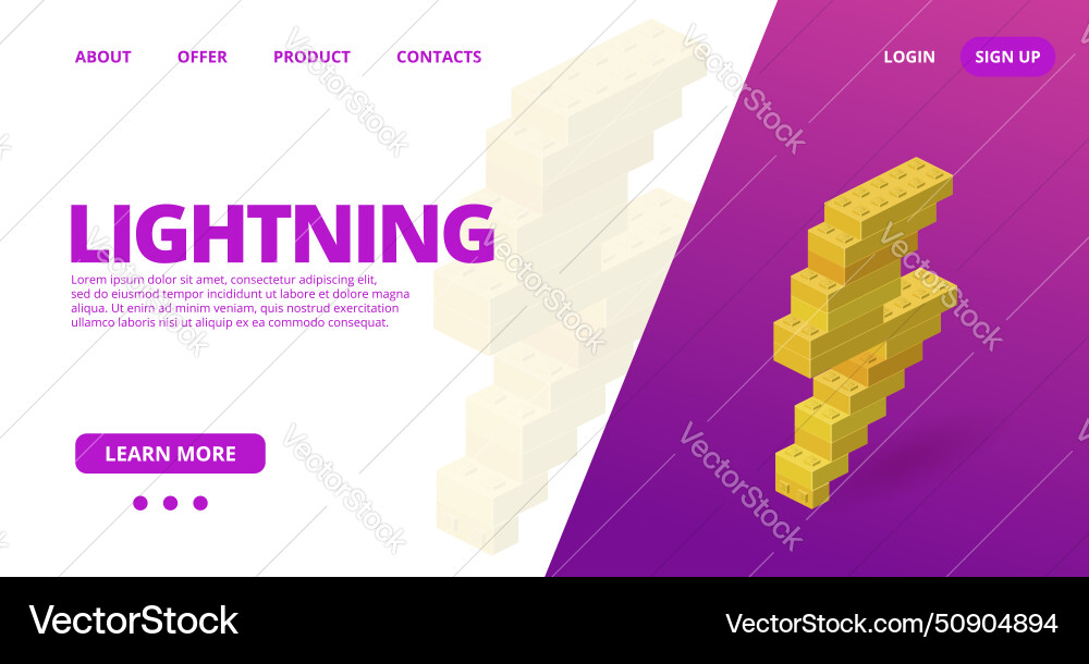 Web template with a lightning vector image