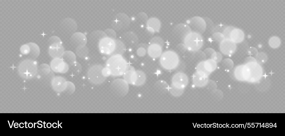 White bokeh with stars and sparkles shiny overlay White bokeh with stars and sparkles shiny overlay vector image