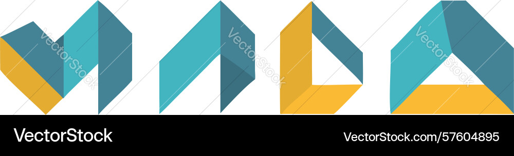 Abstract folded paper shapes design generative ai Vector Image