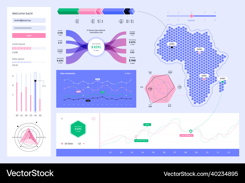 Africa Map with Data Visualization Vector Image