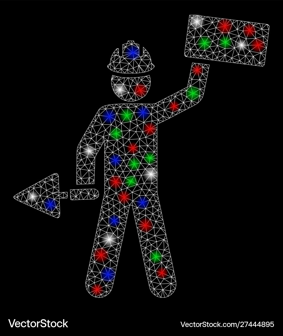 Bright mesh network brickwork builder with flash Bright mesh network brickwork builder with flash Vector Image