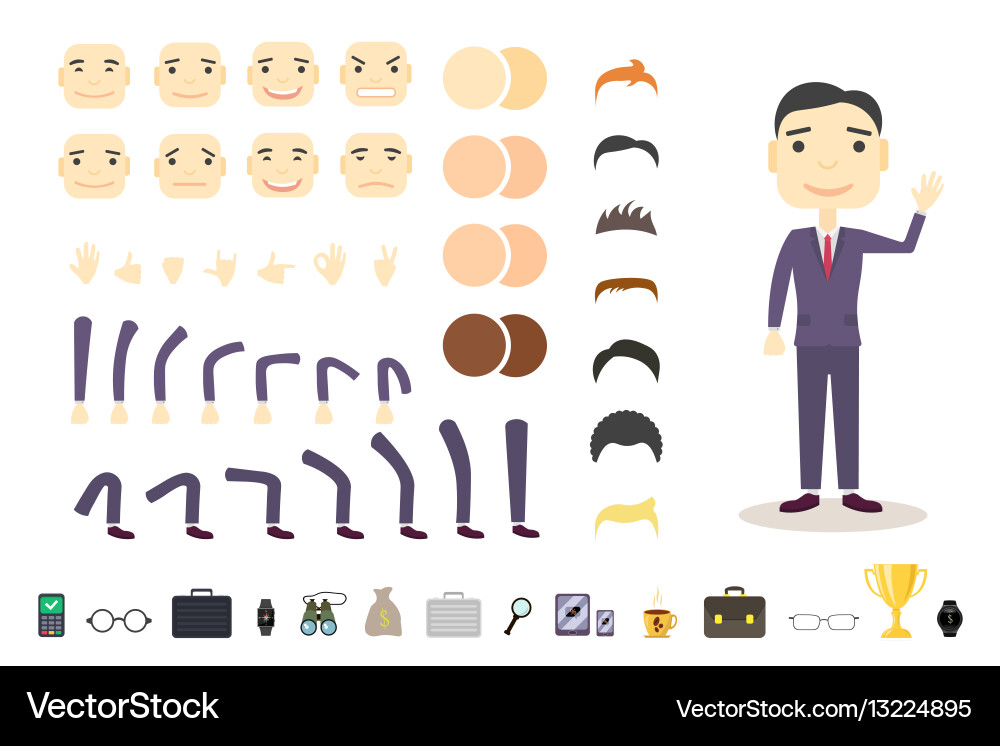 Businessman character creation set build your own vector image