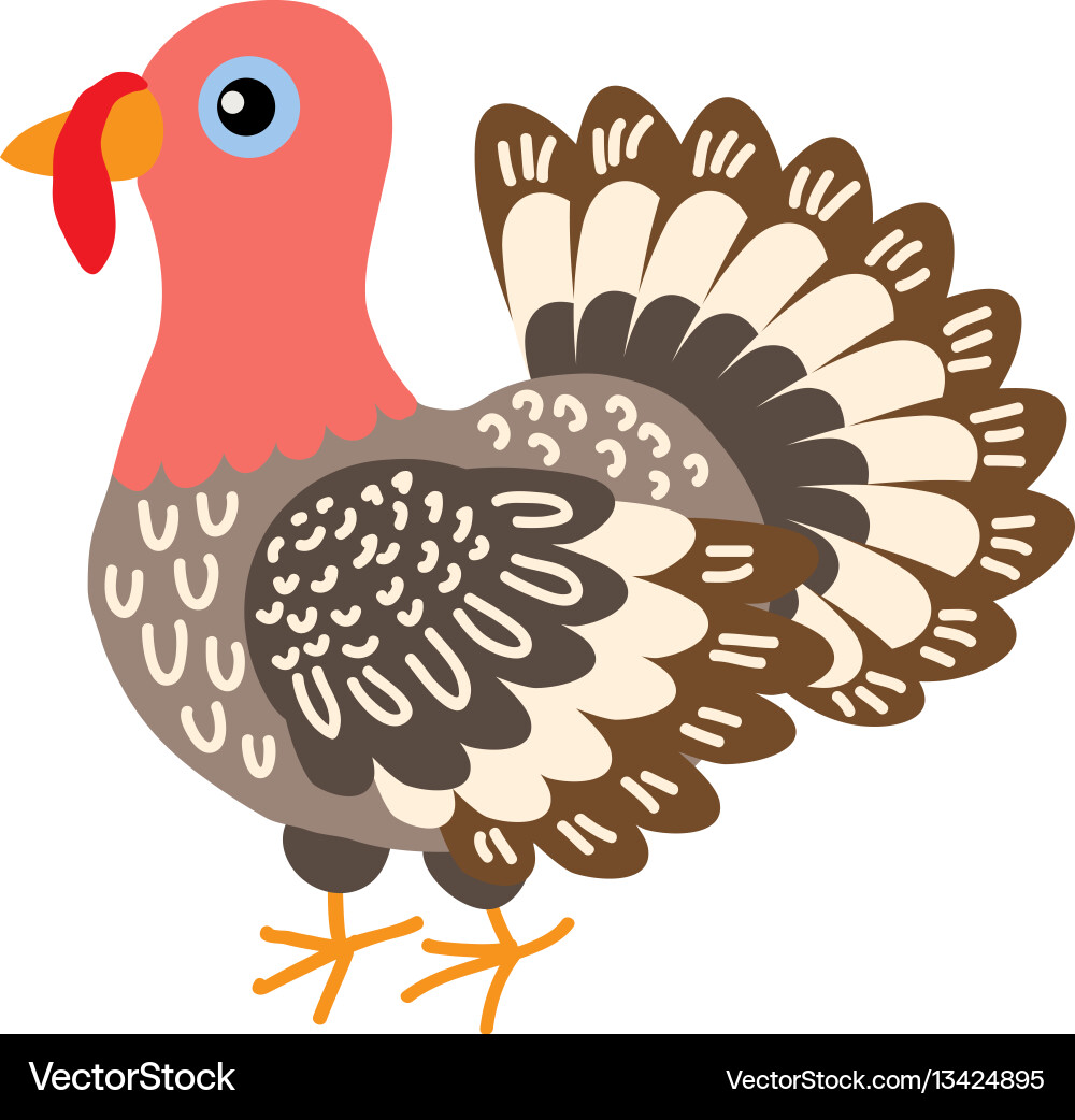 Cute cartoon turkey vector image