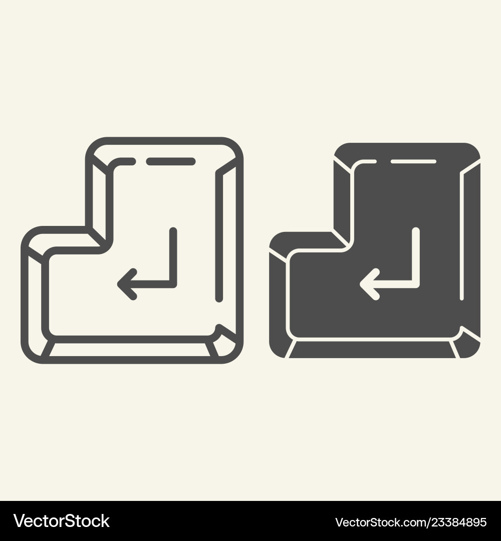 Enter button line and glyph icon key vector image
