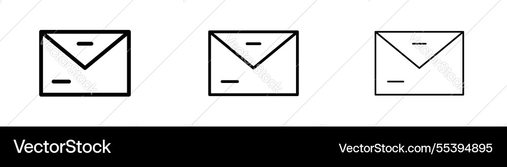 Envelope icons in three different stroke lines Vector Image