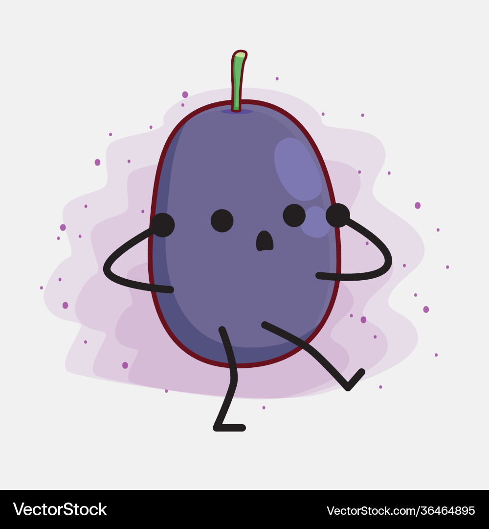 Java plum fruit cute character with simple face Vector Image
