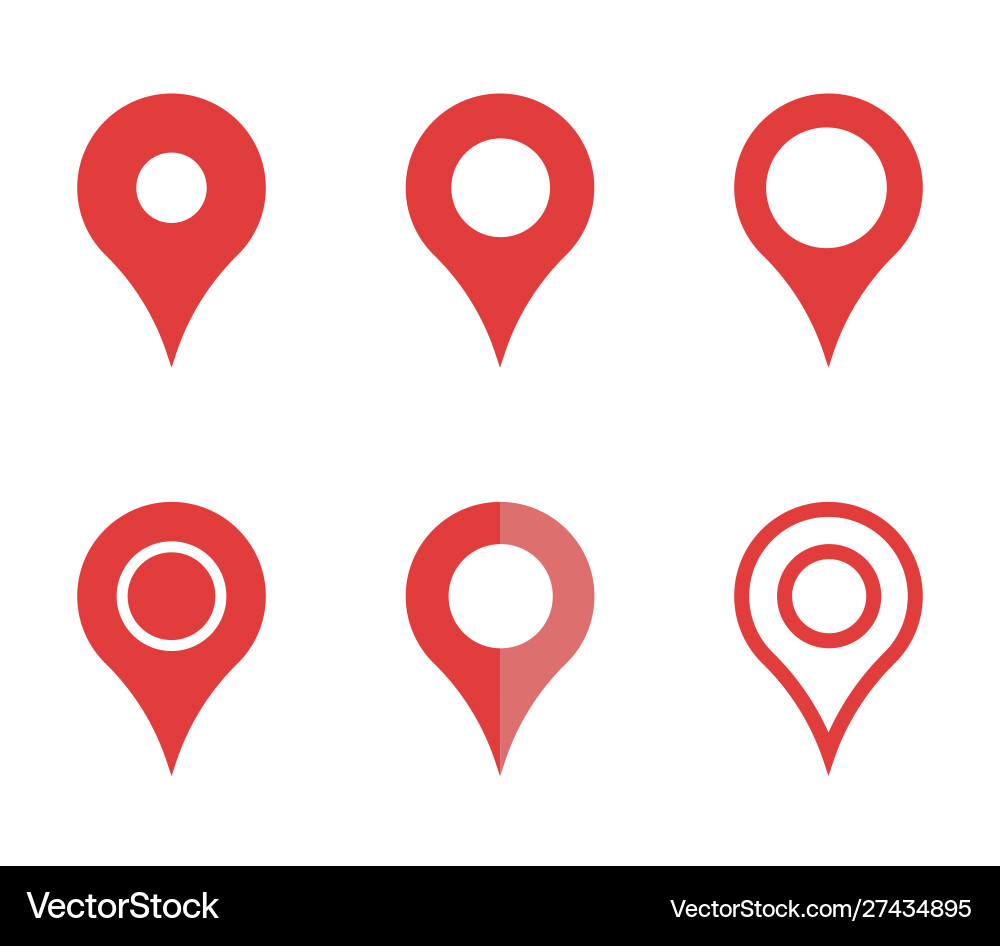 Map Pin Icon Set - Navigation Markers vector image