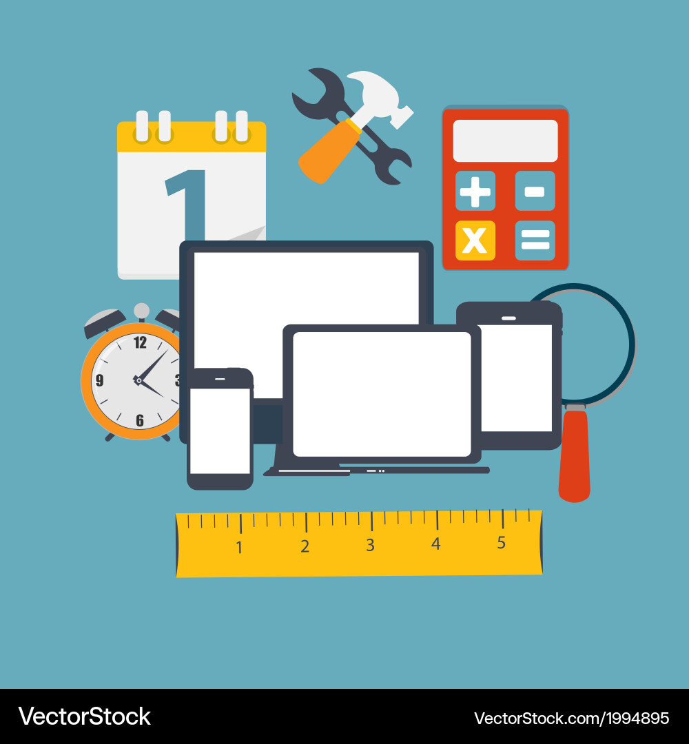 Modern flat icon set for web and mobile vector image