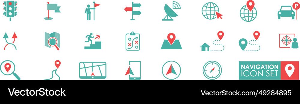 Navigation Icon Set - Maps & Routes vector image