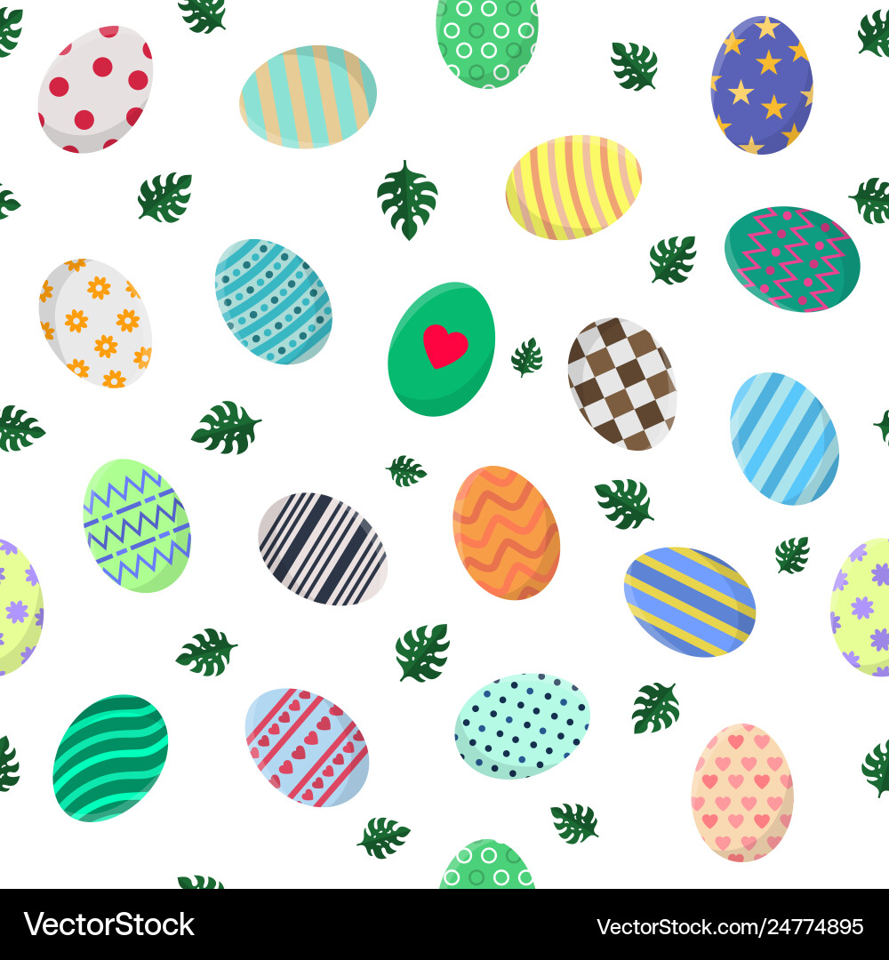 Seamless pattern with different easter eggs vector image
