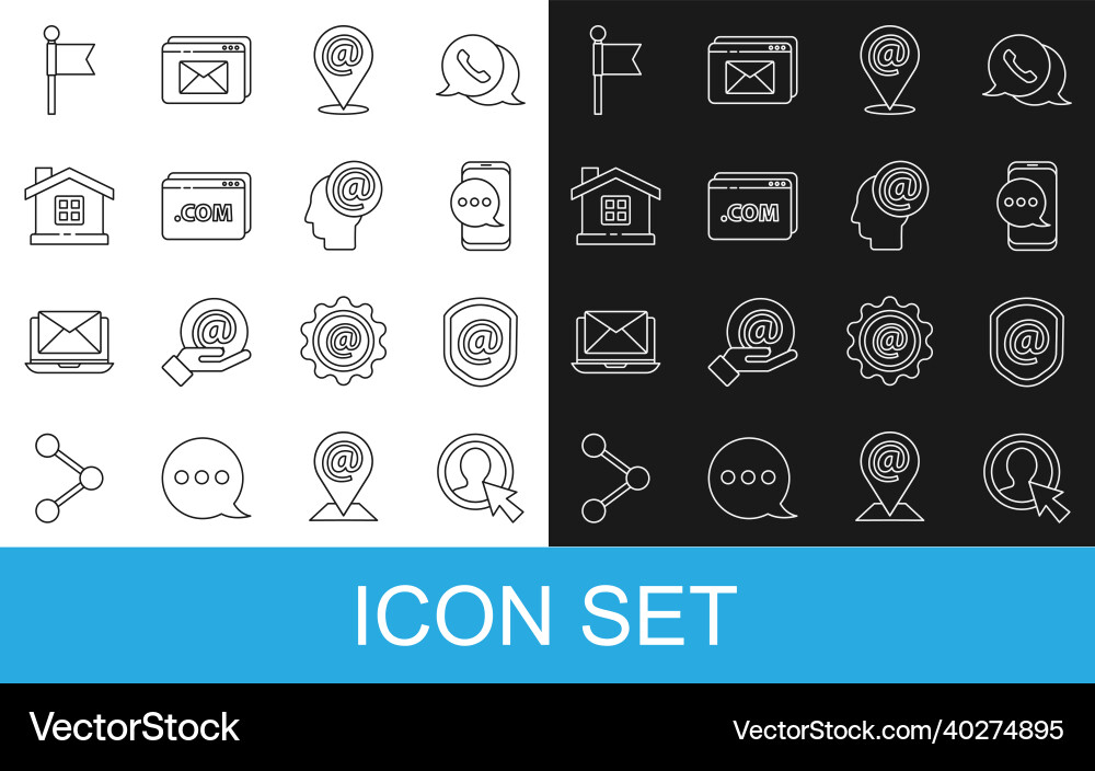 Set line create account screen shield with mail Set line create account screen shield with mail vector image