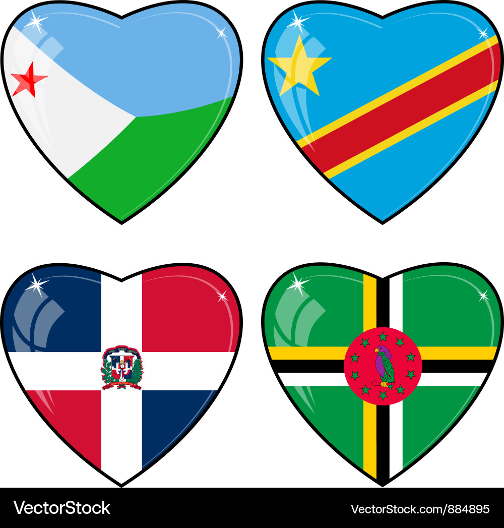 Set of images hearts with the flags congo Vector Image