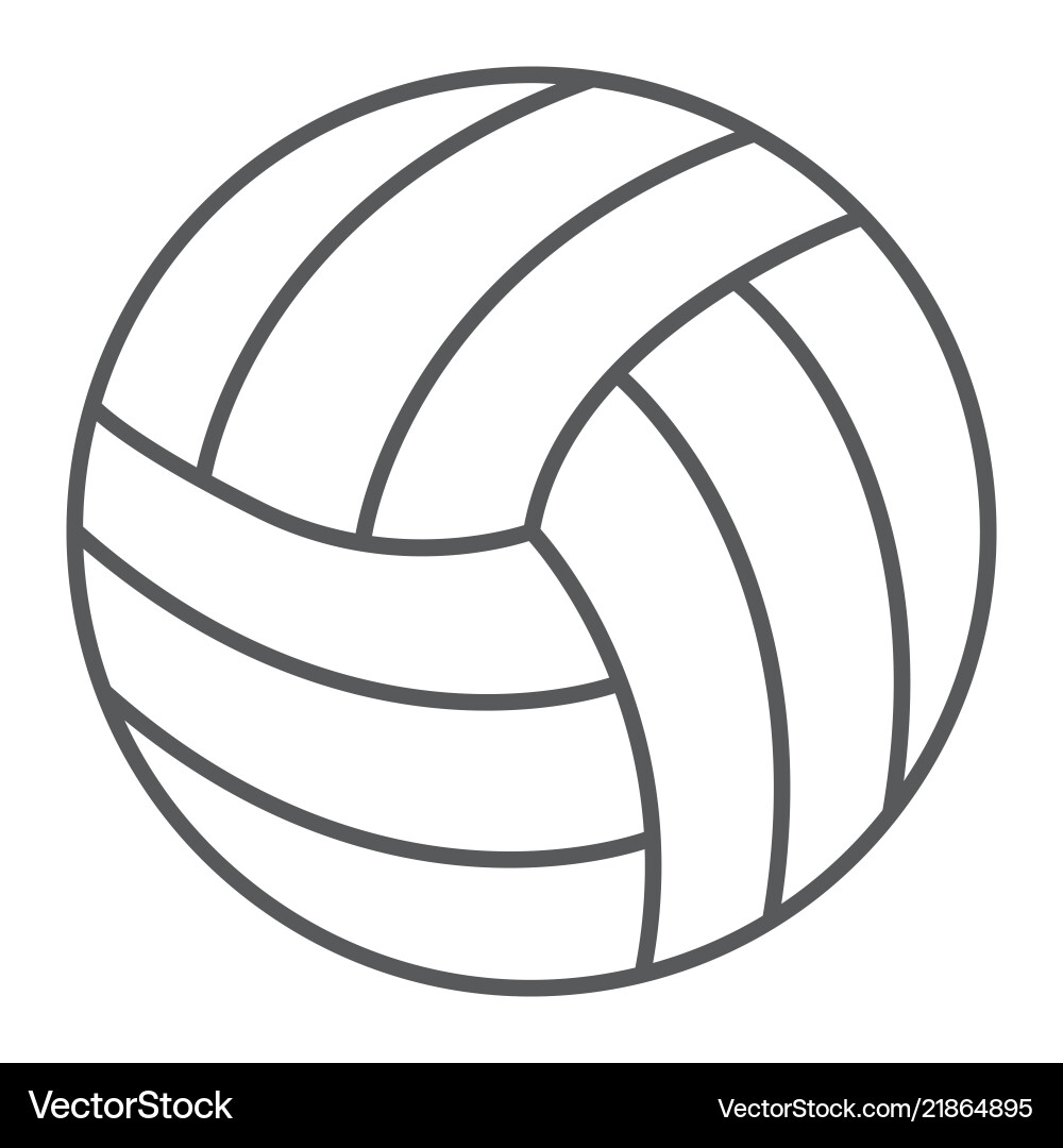 Volleyball thin line icon game and sport vector image