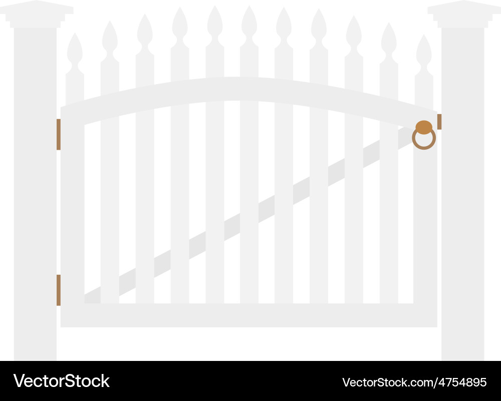 White Wooden Garden Gate with Handle Vector Image