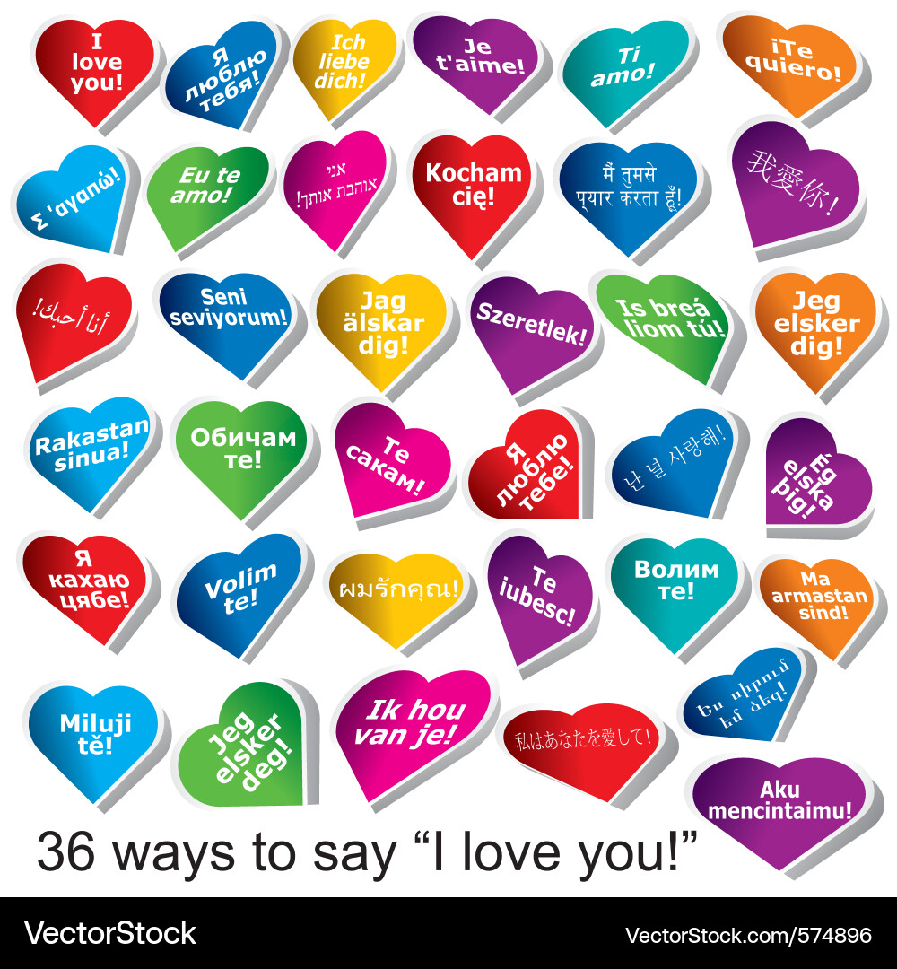 36 Weisen zu sagen ich liebe dich Vektorbild