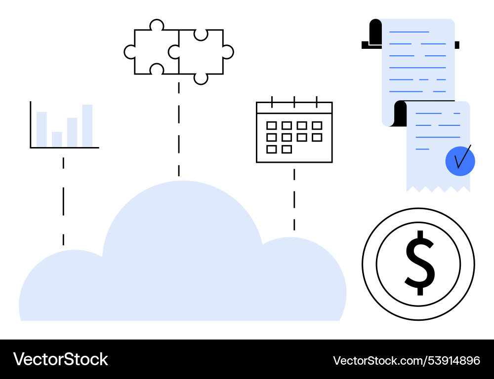 Cloud computing concept with finance and data Cloud computing concept with finance and data vector image