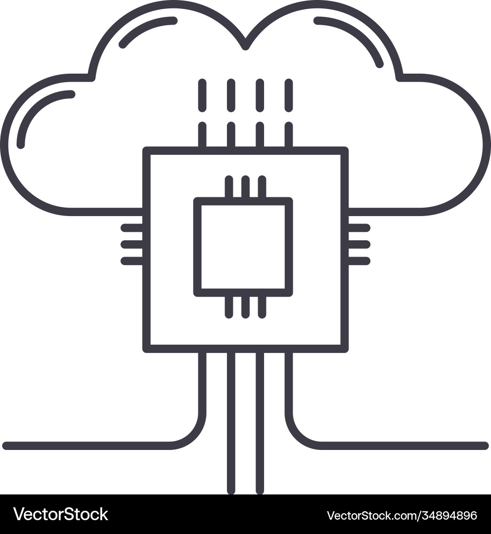 Cloud processor icon linear isolated Cloud processor icon linear isolated vector image