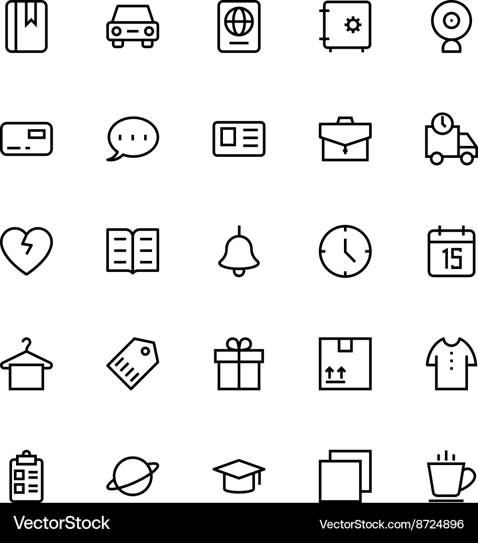 Colored Line User Interface Icons vector image